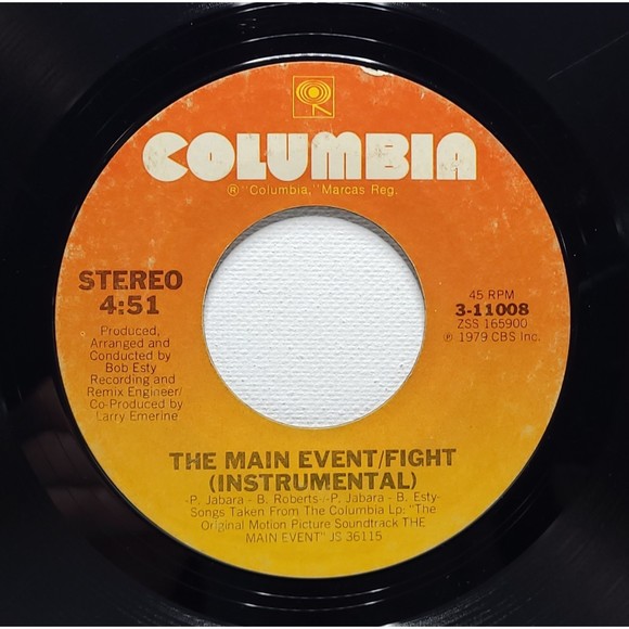 Barbra Streisand 45 The Main Event/Fight / Instrumental on Columbia VG+ Disco - Picture 2 of 2